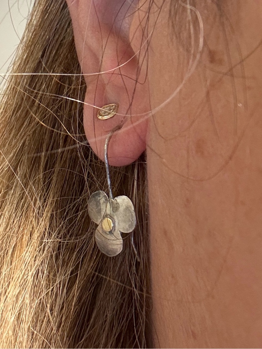 Silver and Gold Flower Earrings